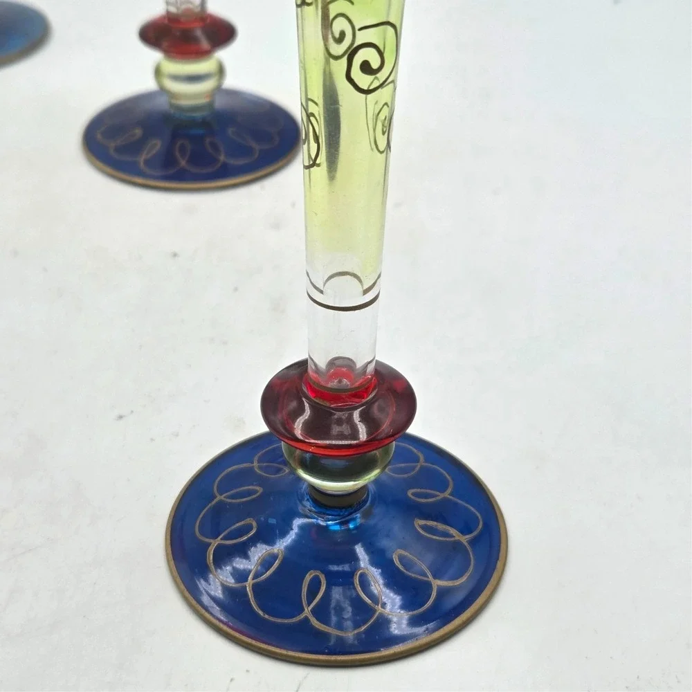 Pier I‎ Imports Hand Painted and Decorated Champagne Flutes Lot of 3 Art Deco